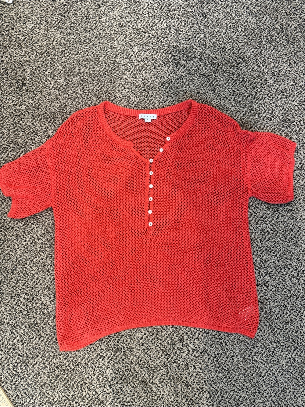 HYFVE Red Mesh Henley Pullover Top - Kids